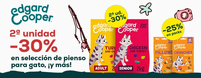 Edgard & Cooper: -30% en la 2ª unidad de selección de pienso para gato 2 kg, -25% en selección de packs de snacks para gato 4 uds