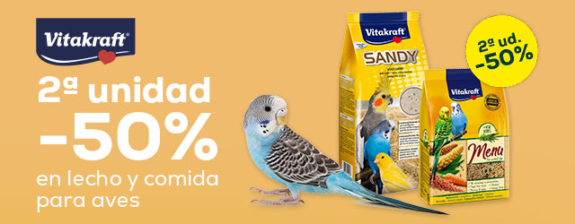 Vitakraft: -50% en la 2ª unidad en lecho y comida para aves