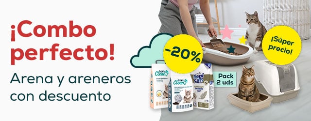 Combo perfecto: -20% en packs de arenas y súper precio en selección de arenero para gato Combo perfecto: -20% en packs de arenas y súper precio en selección de arenero para gato