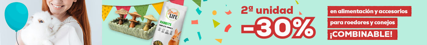 -30% en la 2ª unidad en alimentación y accesorios combinable para conejos y roedores