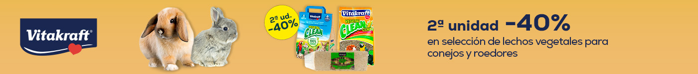 Vitakraft: -40% en la 2ª unidad en selección de lechos vegetales para roedores y conejos