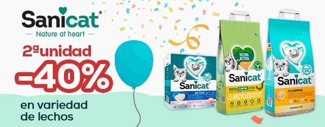 Sanicat: -40% en la 2ª unidad en selección de arena para gato