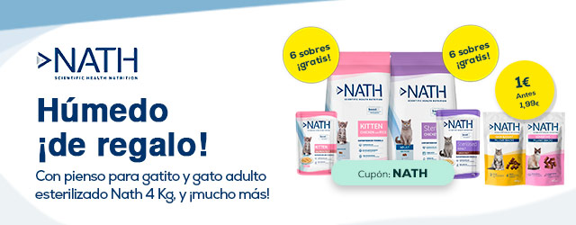 Húmedo de regalo con pienso para gatito y gato adulto esterilizado Nath 4 Kg, y ¡mucho más!