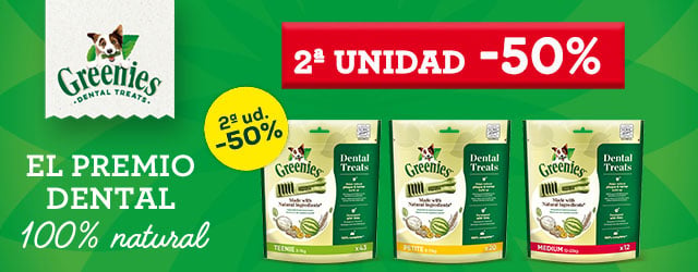 Greenies: -50% en la 2ª unidad en selección de snacks dentales para perro