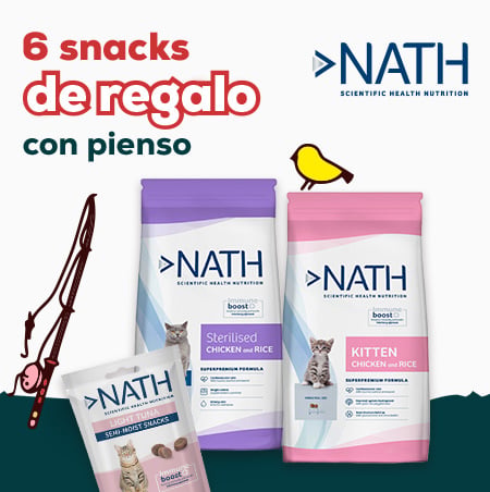 Nath: 6 sobres de snacks de regalo con selección de pienso para gato 4 Kg
