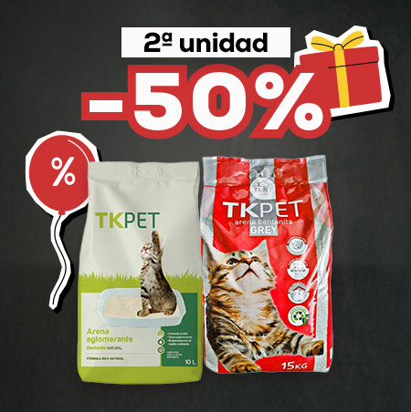 Tk-Pet: -50% en la 2ª unidad en selección de arenas para gato