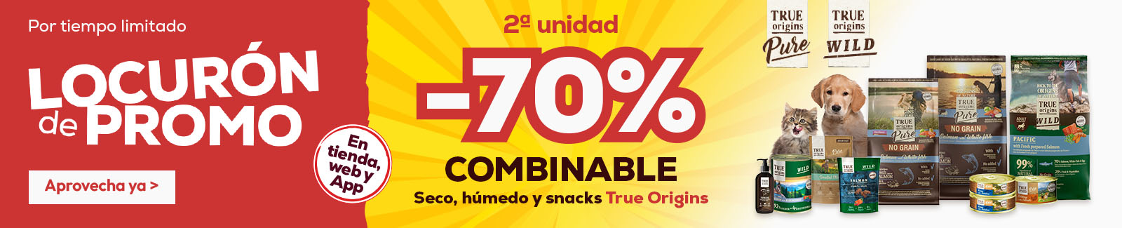 True Origins: -70% en la 2&ordf; unidad de pienso, h&uacute;medo y snacks