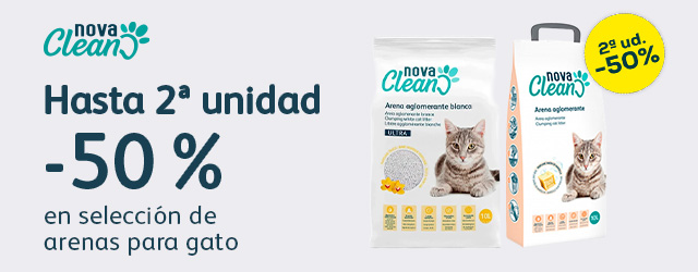 Nova Clean: Hasta -50% en la 2ª unidad en selección de arenas para gato