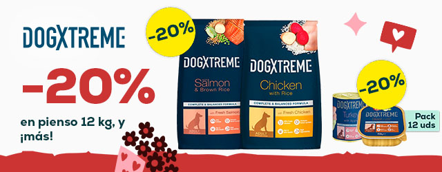 Dogxtreme: -20% en pienso 12 kg, y -20% en selección de packs de húmedo