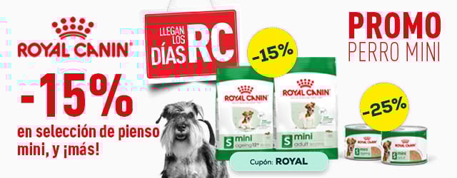 Royal Canin: -15% en selección de pienso para perro, y -25% en selección de packs de húmedo para perro 24uds