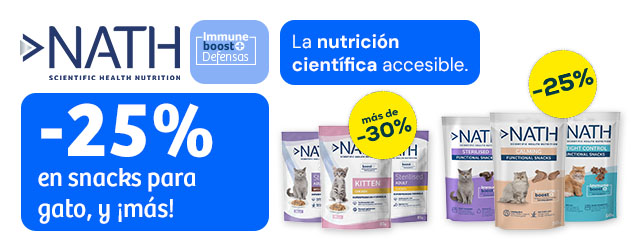 Nath: -25% en snacks para gato, y , y más de -30% en selección de packs de húmedo para gato