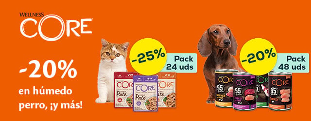 Wellness: -20% en selección de packs de húmedo para perro, y -25% en selección de packs de húmedo para gato