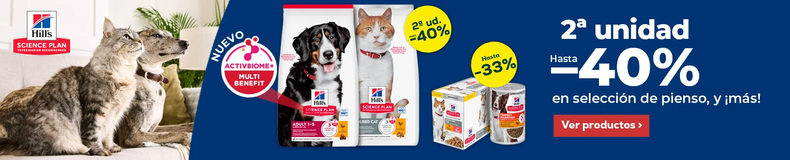 Hill's: -40% en la 2&ordf; unidad en selecci&oacute;n de pienso, y hasta -33% en selecci&oacute;n de packs de h&uacute;medo