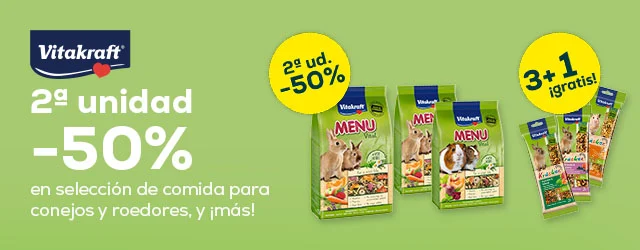 Vitakraft: -50% en la 2ª unidad en selección de comida para conejos y roedores