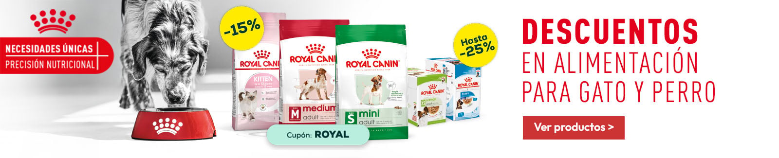 Royal Canin: -15% en selecci&oacute;n de pienso y hasta -25% en selecci&oacute;n de comida h&uacute;meda para perro y gato