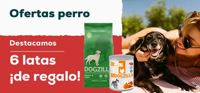 Dogzilla: 6 latas de húmedo de regalo con pienso para perro 12 kg