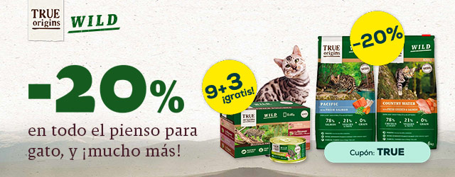 True Origins Wild: -20% en pienso para gato y 9 + 3 gratis en packs de comida húmeda