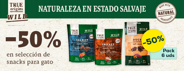 True Origins Wild: -50% en selección de packs de snacks para gato