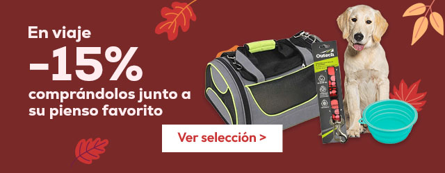 -15% en selección de transportines y accesorios de viaje comprando junto con su pienso favorito