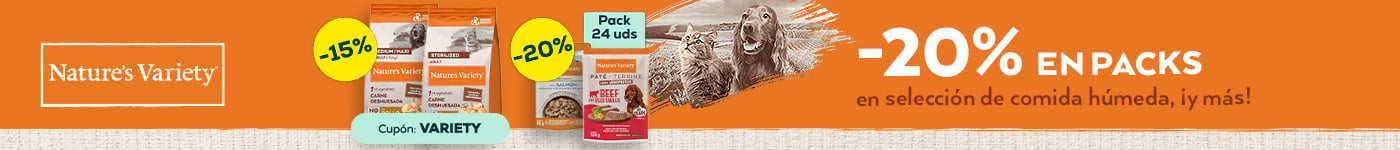 Nature's Variety: -30% en selección de pcacks de húmedo 24 uds, y -15% en selección de pienso para gato 7 kg