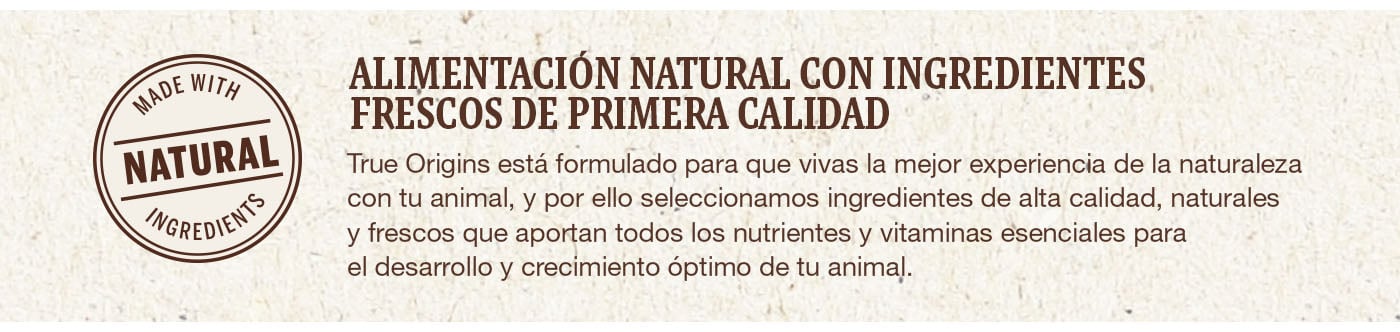 Alimentación natural con ingredientes frescos de primera calidad