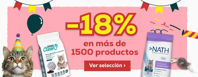Más de 1500 productos con 18% para gato