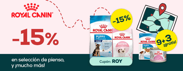 Royal Canin: -15% en selección de pienso y 9 + 3 gratis en selección de packs de comida húmeda 