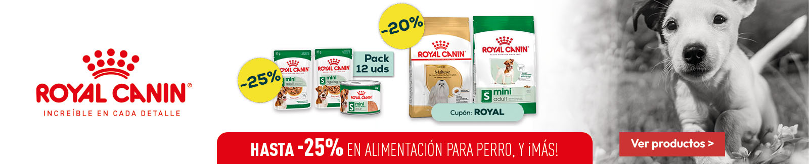 Royal Canin: Hasta -25% en alimentación para perro, y -25% en selección de packs de húmedo para perro 12uds.