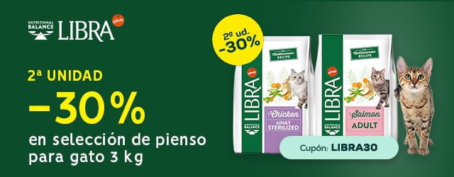 Libra: -30% en la 2ª unidad en selección de pienso para gato 3 kg