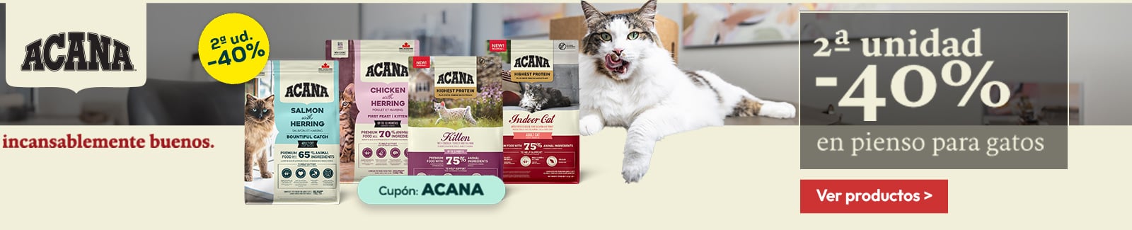 Acana: -40% en la 2&ordf; unidad en selecci&oacute;n de pienso para gato 1'8 kg
