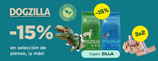 Dogzilla: -15% en selección de pienso 12 kg, y 3 x 2 en selección de snacks