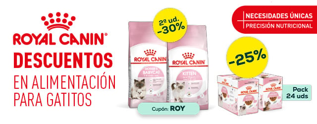 Royal Canin: -30% en la 2ª unidad en selección de pienso para gatito, y -25% en selección de packs de húmedo para gatito