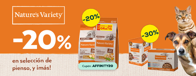 Nature's Variety: -20% en selección de pienso, y -30% en sselección de packs de húmedo