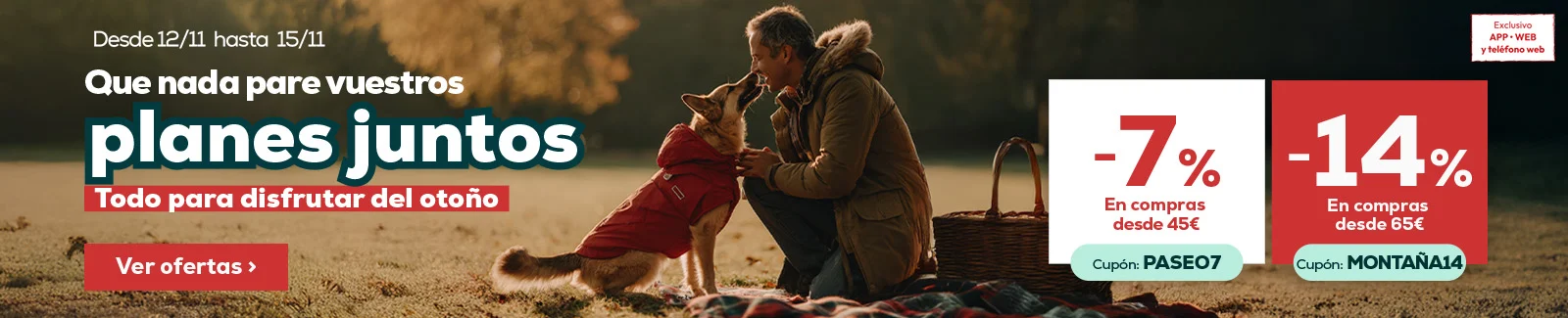 14% descuento en compras superiores a 65€ y 7% descuento en compras superiores a 45€