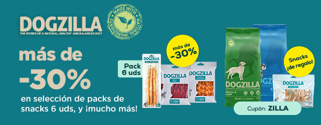 Dogzilla: Más de -30% en selección de packs de snacks 6 uds, y 2 bolsas de snacks de regalo con selección de pienso 3kg
