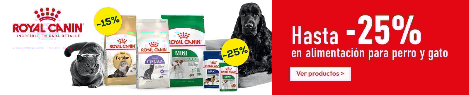 Royal Canin: Hasta -25% en selección de pienso, y -25% en selección de packs