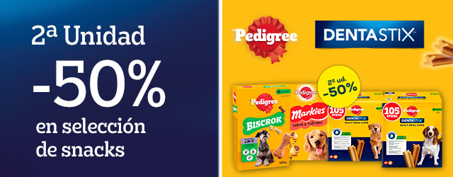 Pedigree: -50% en la 2ª unidad en selección de snacks