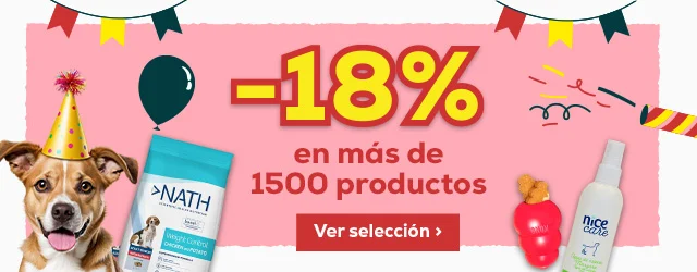 Más de 1500 productos con 18% para perro