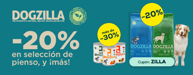 Dogzilla: -20% en selección de pienso, y -33% en selección de packs de húmedo 24 x 400g