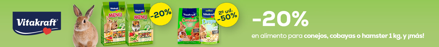Vitakraft: -20% en selección de alimento y -50% en la 2ª unidad de snacks para roedores 