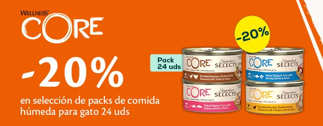 Wellness Core: -20% en selección de packs de comida húmeda para gato 24 uds