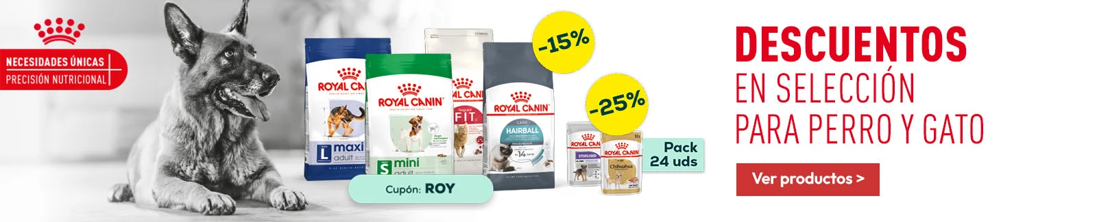 Royal Canin: -15% en selecci&oacute;n de pienso, y -25% en selecci&oacute;n de packs de h&uacute;medo