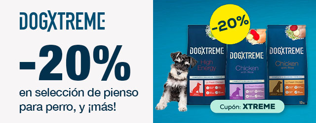 Dogxtreme: -20% en selección de pienso para perro 12kg. Dogxtreme: -20% en selección de pienso para perro 12kg.