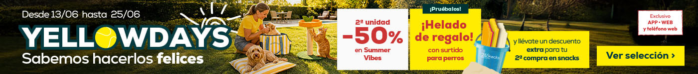 Yellow Days: -50% en la 2ª unidad en selección de accesorios para perro y gato Summer Vibes.