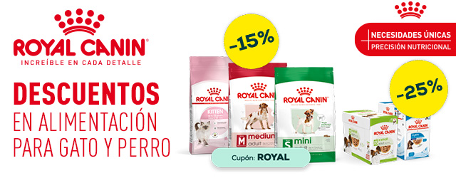 Royal Canin: -15% en selección de pienso y hasta -25% en selección de comida húmeda para perro y gato