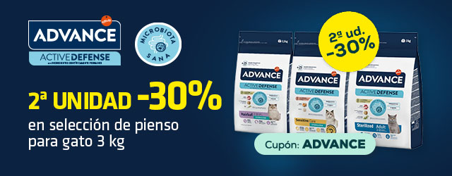 Advance: -30% en la 2ª unidad en selección de pienso para gato