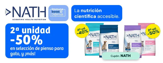 Nath: -40% en la 2ª unidad en selección de pienso para perro, y -50% en la 2ª unidad en selección de pienso para gato 4 kg
