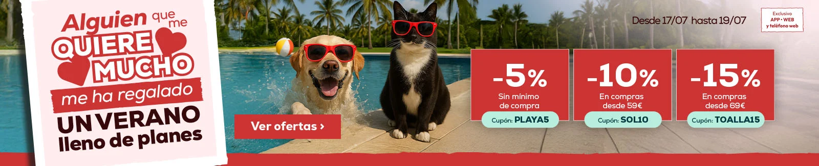 15% descuento en compras superiores a 69€ o 10% descuento en compras superiores a 59€ o 5% descuento sin mínimo de compra