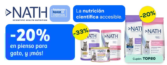 Nath Veterinary Diets: -20% en pienso para gato, y -33% en selección de packs de húmedo