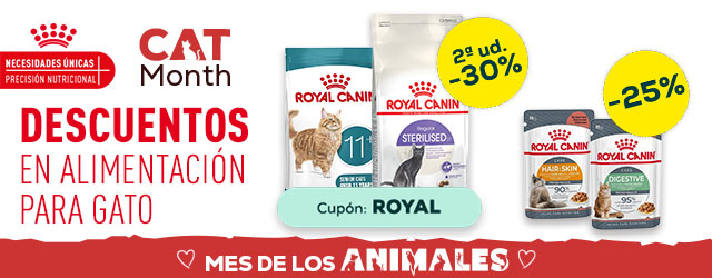 Royal Canin: -30% en la 2ª unidad en selección de pienso y -25% en selección de comida húmeda para gato